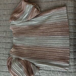 NEW!!!! Metallic Striped Puff Sleeve Top